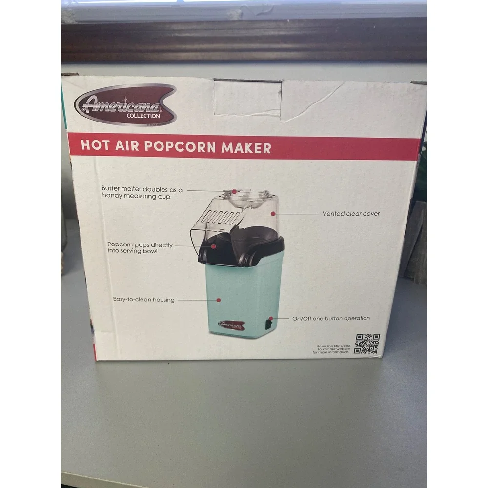 Americana Collection Hot Air Popcorn Maker Light Blue Model EPMA‎ 1810BL